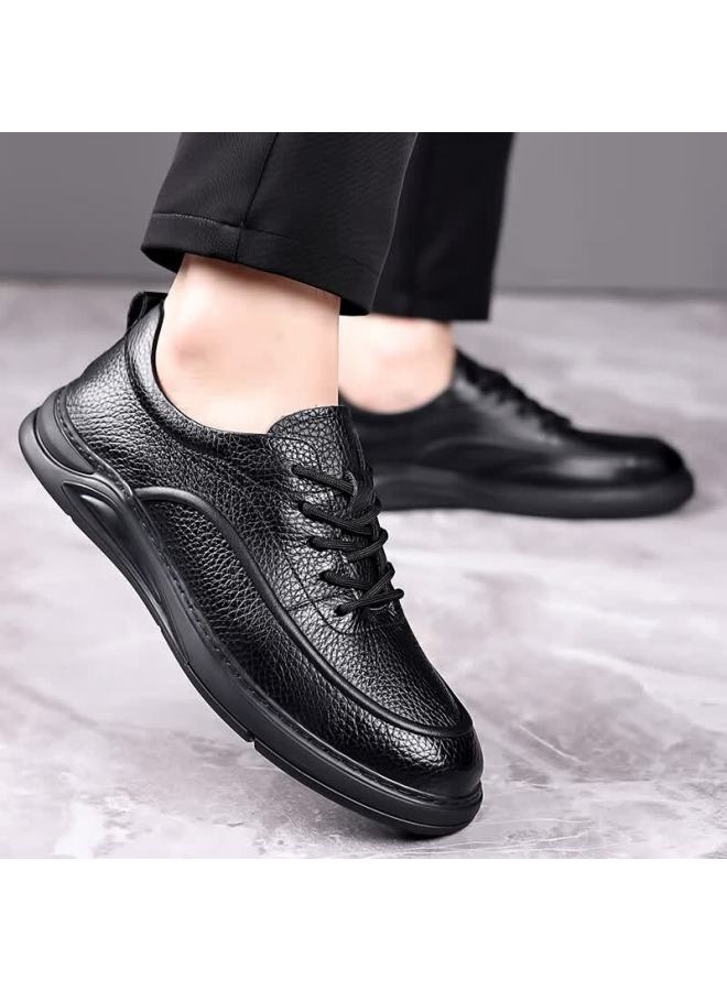 Beioutu Men's Business Casual Leather Soft Sole Comfortable Sched Reinforced Lace-up Shoes 3889 Black Size 43 - Image 2