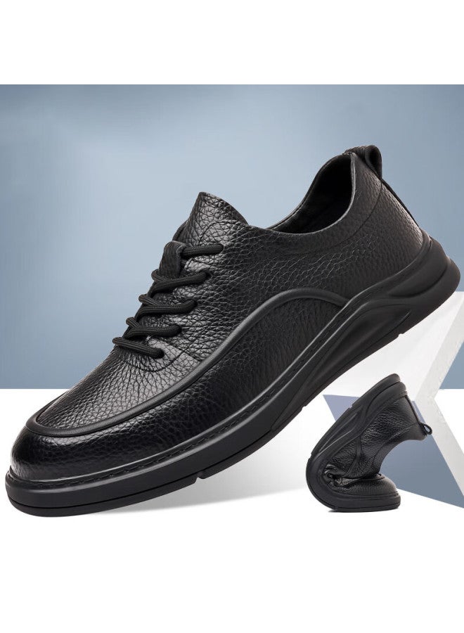 Beioutu Men's Business Casual Leather Soft Sole Comfortable Sched Reinforced Lace-up Shoes 3889 Black Size 43 - Image 1