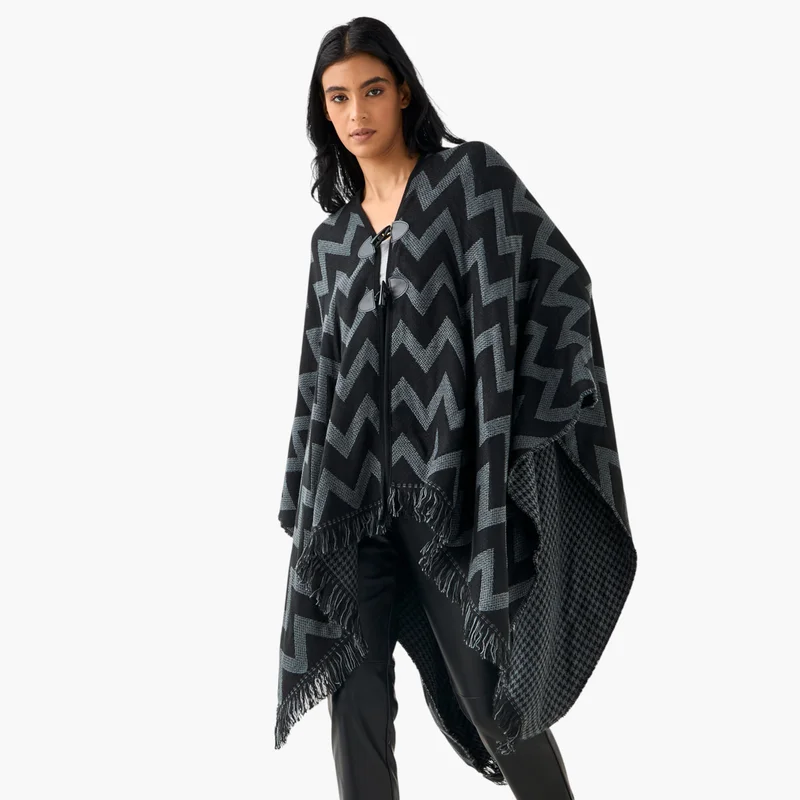 2Xtremz 2Xtremz Long Acrylic Asymmetric Reversible Poncho