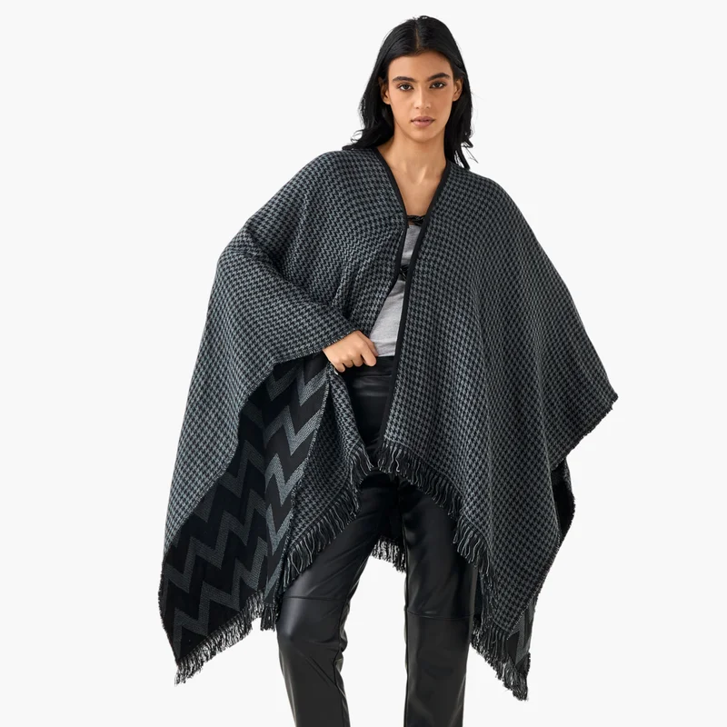 2Xtremz 2Xtremz Long Acrylic Asymmetric Reversible Poncho