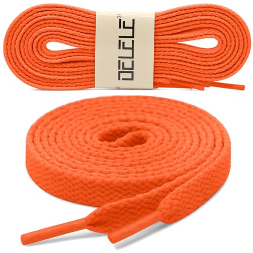 DELELE 2 Pair 35 inch Flat Shoe laces 5/16" Wide Shoelaces for Athletic Running Sneakers Shoes Boot Strings Orange Yellow - Image 2