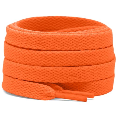 DELELE 2 Pair 35 inch Flat Shoe laces 5/16" Wide Shoelaces for Athletic Running Sneakers Shoes Boot Strings Orange Yellow - Image 1