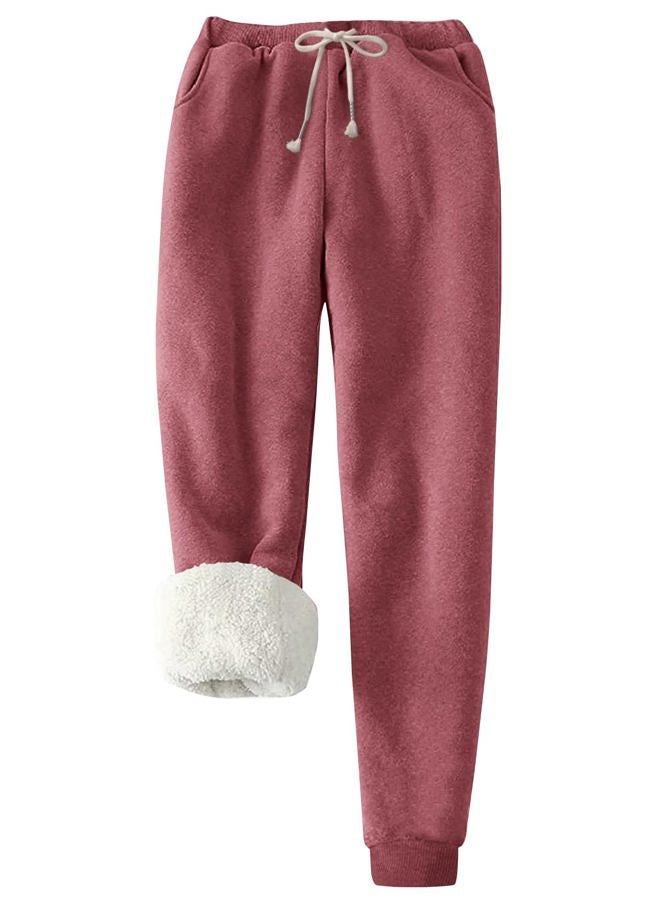 Flygo Women's Winter Warm Fleece Joggers Pants Sherpa Lined Athletic Active Sweatpants(Wine Red, X-Large) - Image 1
