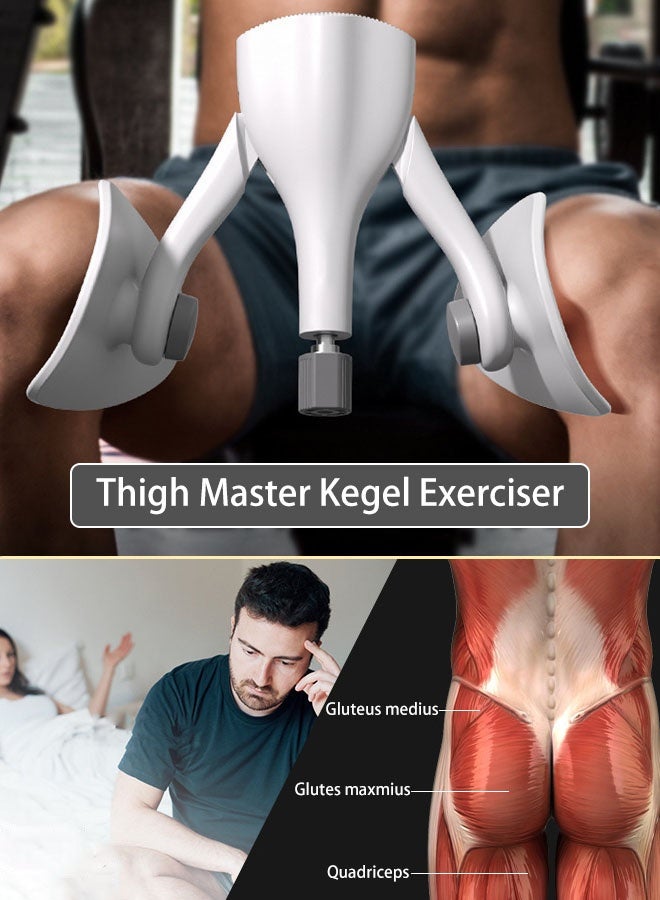 Hanayo Thigh Kegel Exerciser PC Muscle Trainer Adjustable Leg and Inner Thigh Strength Exercise Equipment Durable Comfortable Pelvic Floor Trainer with High Resistance for Versatile Workouts at Home(White) - Image 2