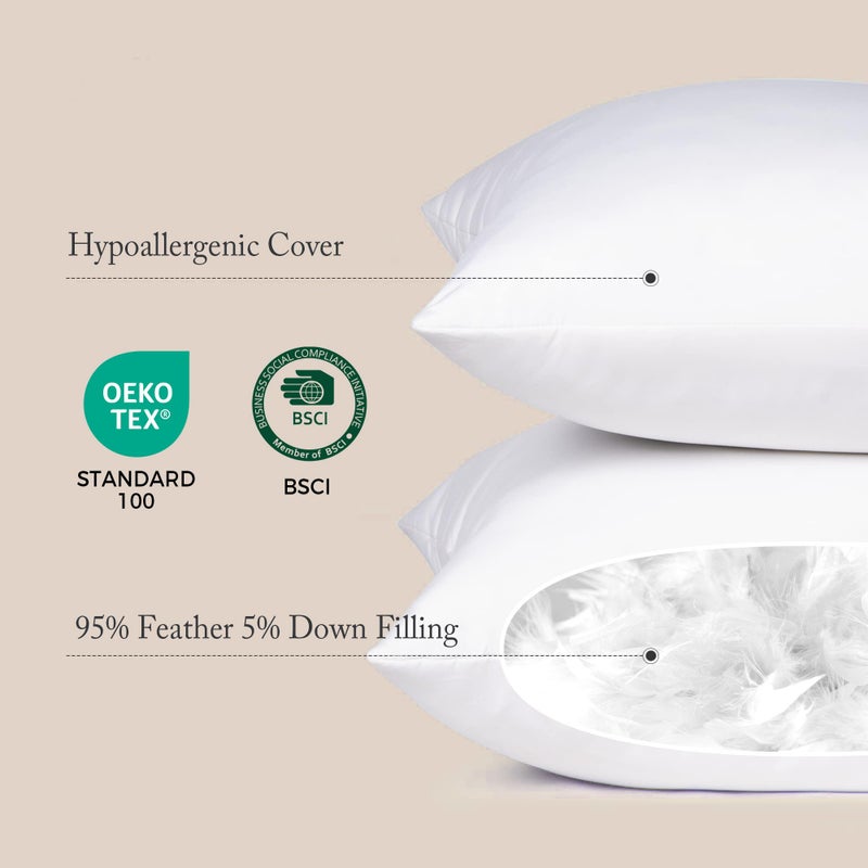 puredownÂ® Feather Down Throw Pillow Inserts 22 x 22 (Pack of 2, White), Big Throw Pillows for Floor, Couch, Bed, Machine Washable - Image 2