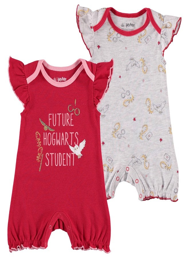 Harry Potter Newborn Infant Baby Girls' Romper Bodysuit 2 Pack (Red/Grey, 24 Months) - Image 1
