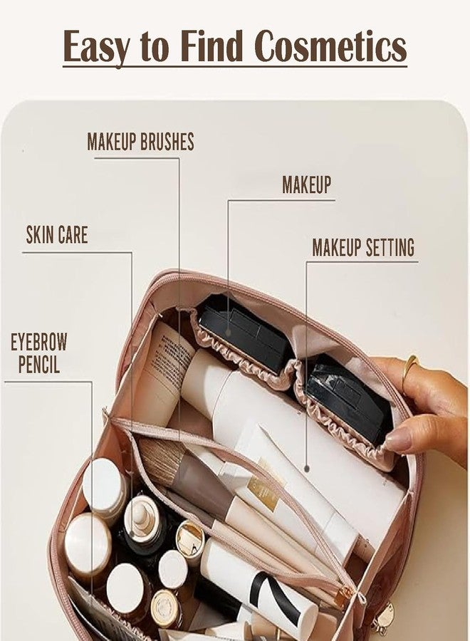Flywind 3 Pieces Transparent Makeup Organizer Pouches/Makeup Bag for Women/Cosmetic Pouch/Toiletry Kit Bag for Travel(Blue/Large-Medium-Small) (Pink, Square Pouch) - Image 2