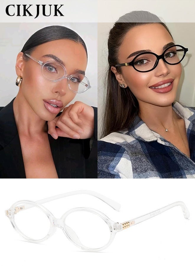 CIKJUK Oval Blue Light Glasses Fashion Reading Glasses for Women and Men - Anti-Radiation Eye Glasses Blue Light Blocking for Gaming Computer Eyeglasses UV Protection Eyeglass Retro Eyewear White - Image 1