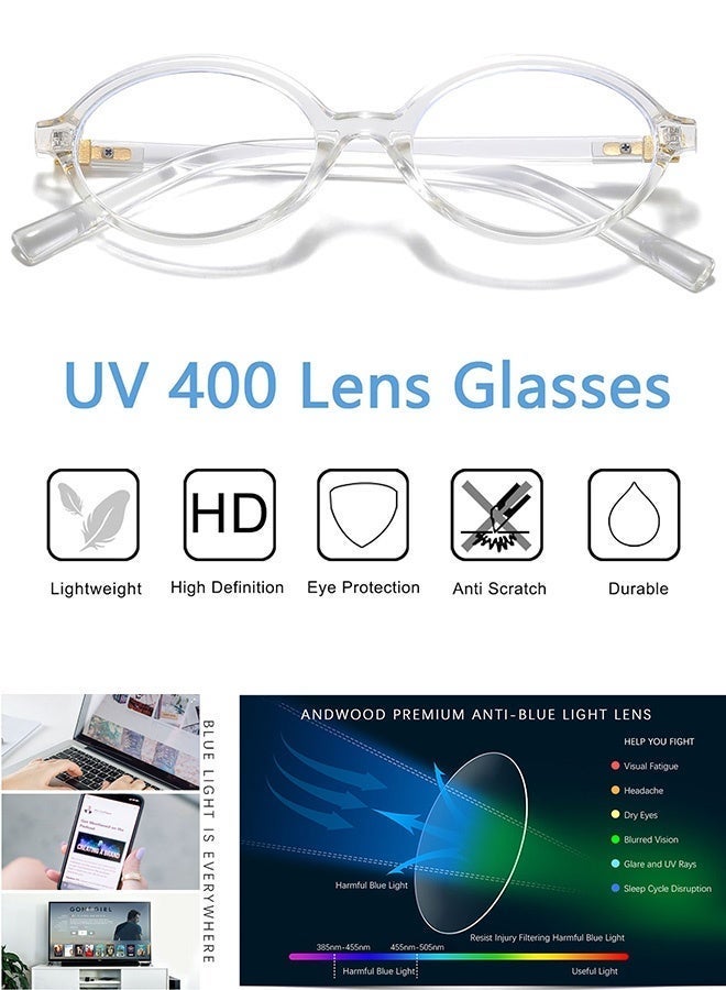 CIKJUK Oval Blue Light Glasses Fashion Reading Glasses for Women and Men - Anti-Radiation Eye Glasses Blue Light Blocking for Gaming Computer Eyeglasses UV Protection Eyeglass Retro Eyewear White - Image 4