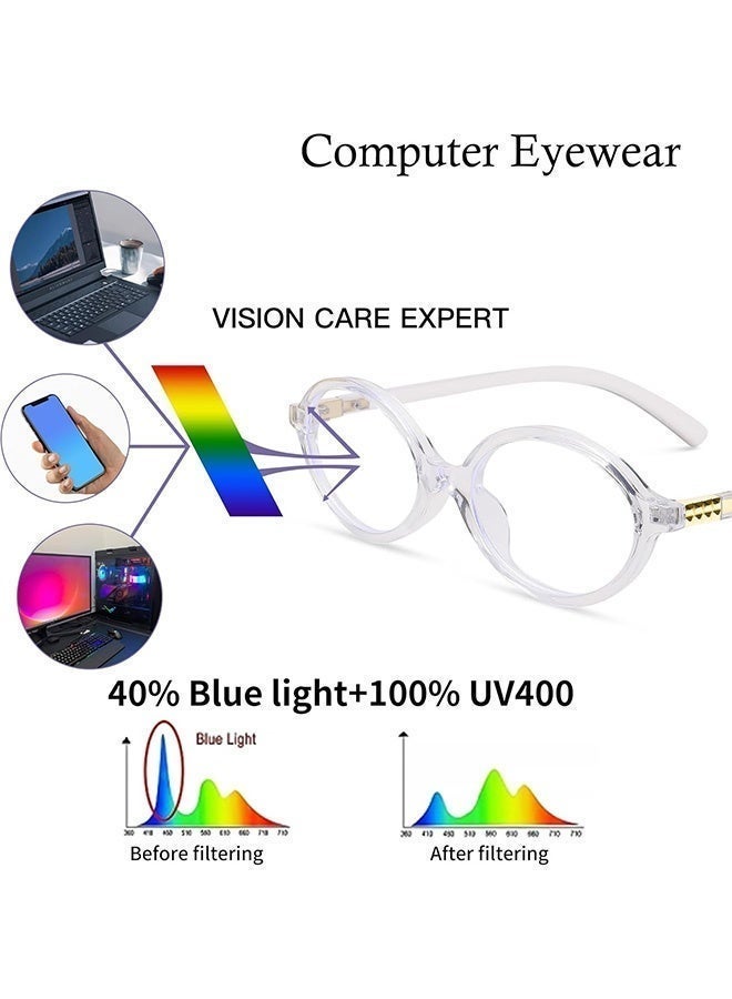 CIKJUK Oval Blue Light Glasses Fashion Reading Glasses for Women and Men - Anti-Radiation Eye Glasses Blue Light Blocking for Gaming Computer Eyeglasses UV Protection Eyeglass Retro Eyewear White - Image 5