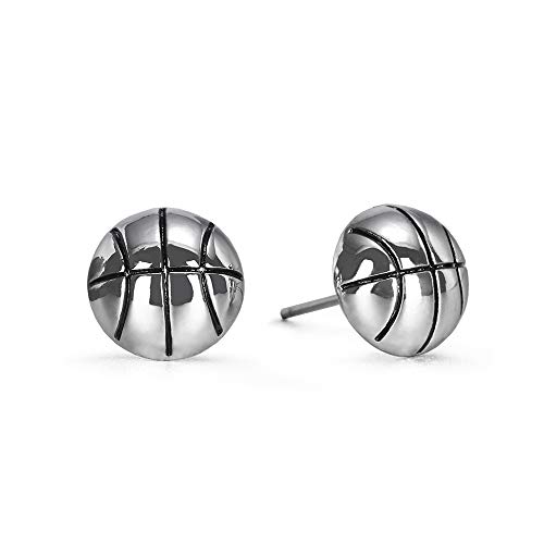 GIMMEDAT Basketball Girls Silver Stud Earrings Sports Jewelry Player Woman Mom Gift - Image 1