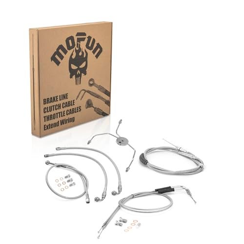 Mofun Clutch Cable Throttle and Idle Cable Kit NonABS Hydraulic Brake Line withoutNonABS Compatible with Harley Touring Road King Road Glide 19992007 Fit 1012 Handlebar Chrome - Image 1