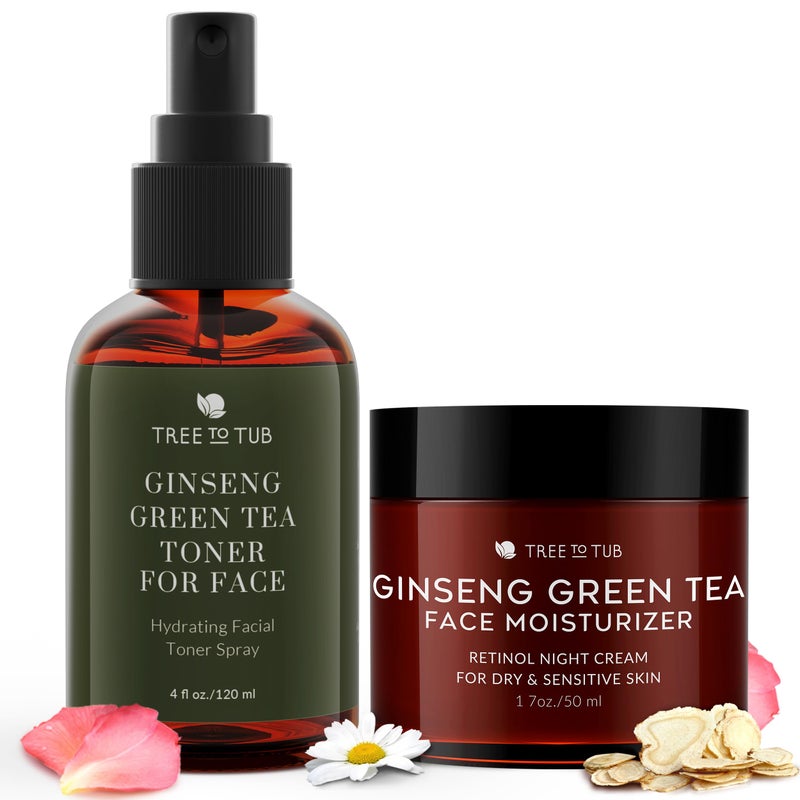 Tree To Tub Toner Spray for Sensitive Skin and Retinol Anti Aging Face Moisturizer for Dry & Sensitive Skin - Anti Wrinkle Hyaluronic Acid Facial Moisturizer, pH 5.5 Balanced, Face Priming - Image 1