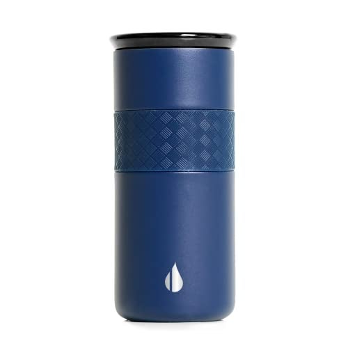 Elemental Artisan Insulated Tumbler  Triple Wall coffee Travel Mug  Reusable Stainless Steel coffee Tumbler with ceramic Lid  Thermal coffee cups for Hot (6 Hrs) & cold (18 Hrs)  16oz - Navy Blue