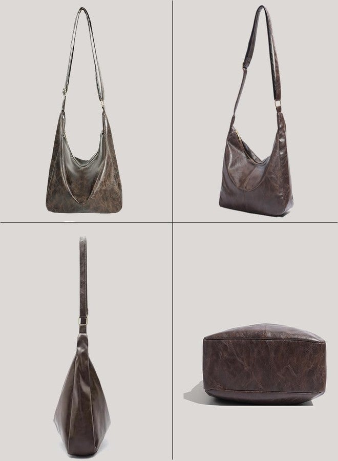 Geelyda Hobo Bag for Women - Vegan Leather Slouchy Shoulder Purse with Adjustable Strap & Zipper Closure - Brown - Image 3