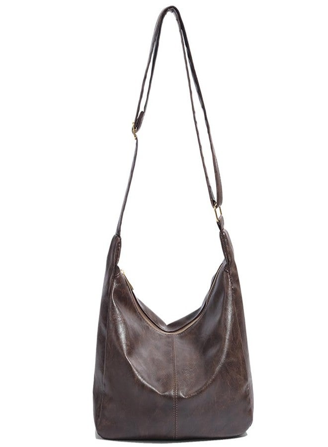 Geelyda Hobo Bag for Women - Vegan Leather Slouchy Shoulder Purse with Adjustable Strap & Zipper Closure - Brown - Image 1