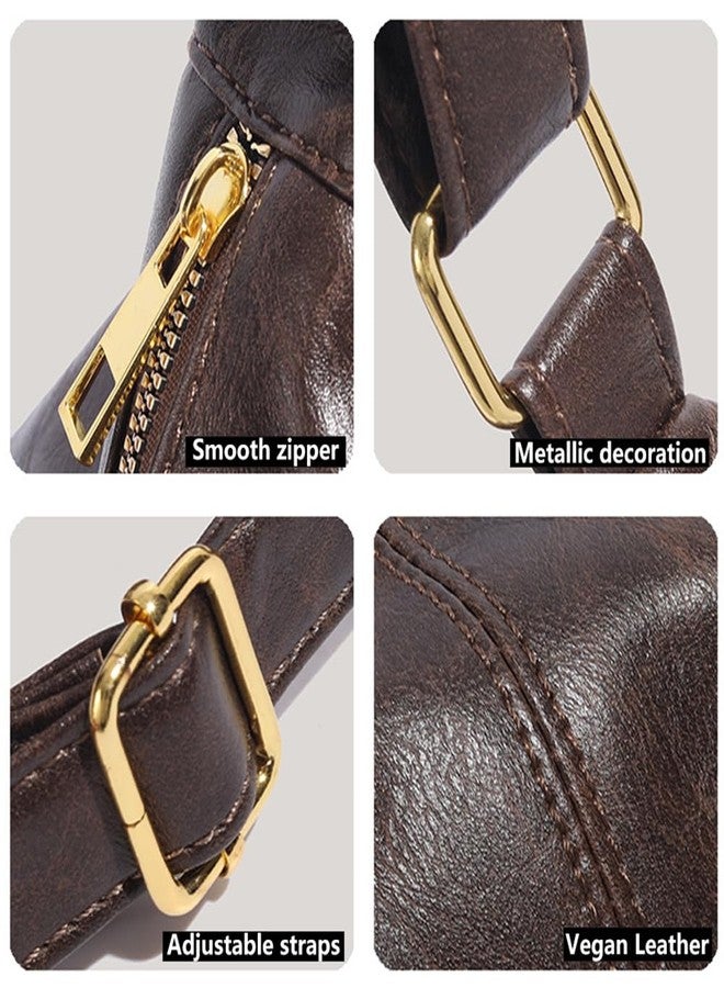 Geelyda Hobo Bag for Women - Vegan Leather Slouchy Shoulder Purse with Adjustable Strap & Zipper Closure - Brown - Image 4