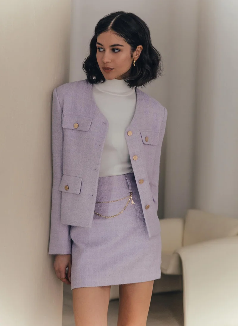 Lichi  Straight-line gold-button tweed jacket for Women | Best Price UAE