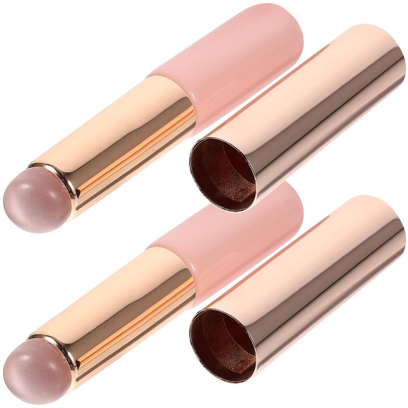 2pcs Silicone Lip Brush Applicators with Dustproof Caps, round Head Lipstick and Concealer Blending Brushes for Women’s Travel Makeup - Image 1