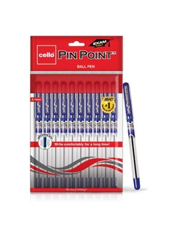 Cello Pinpoint Blue Lightweight Grip Ball Pens, Set of 10 | Best for Students