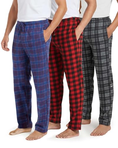 REALESSENTIALS Real Essentials 3 Pack: Men's Fleece Pajama Pants Loungewear Soft Pj Bottoms Sleepwear Pockets (Big & Tall Available) Set 2-L - Image 1