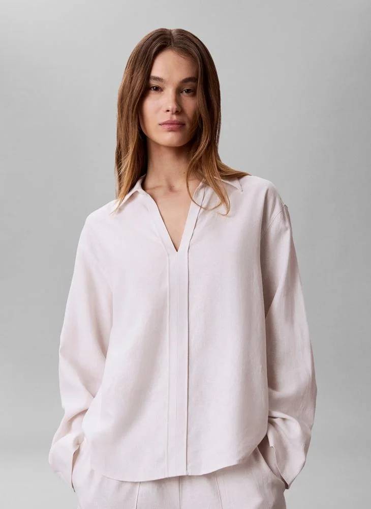 CALVIN KLEIN  Casual Long Sleev Linen Shirt for Women | Best Price UAE