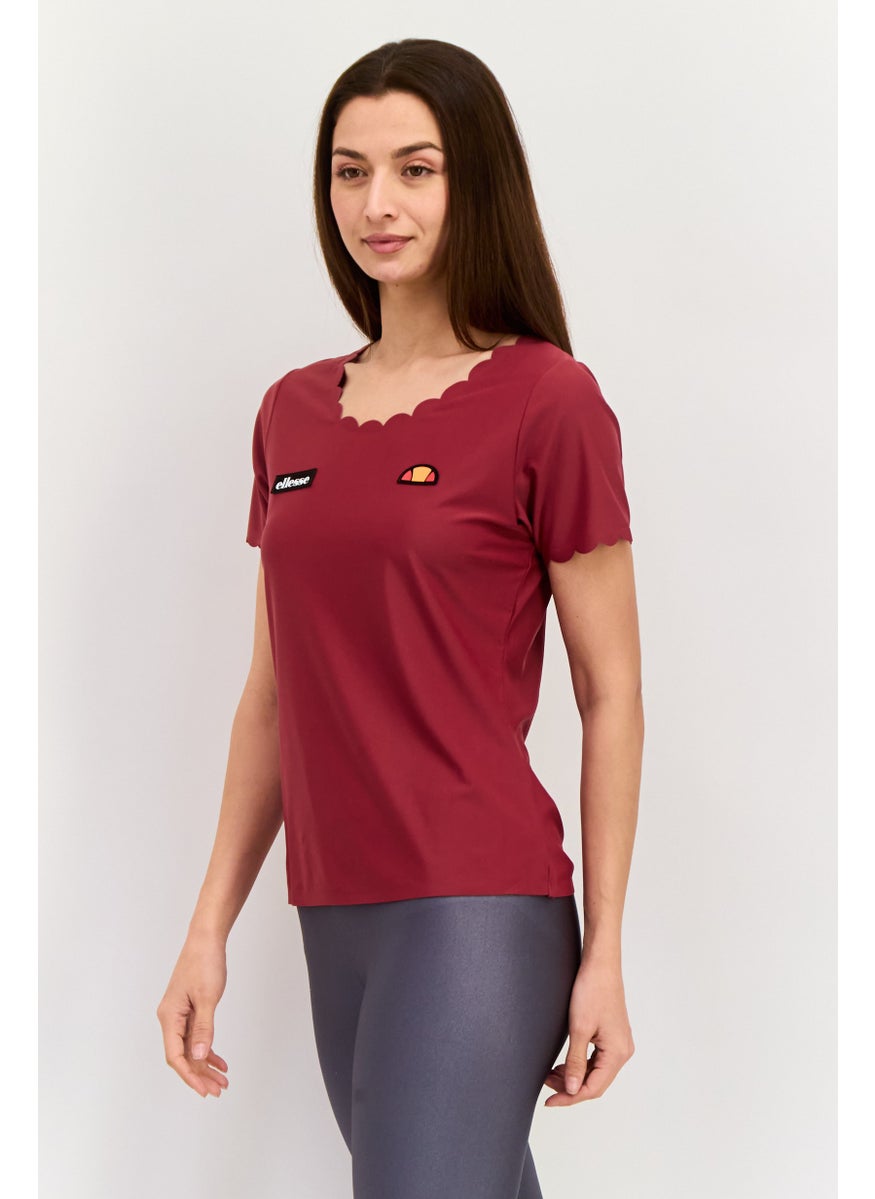 Ellesse Women Sportswear Fit Short Sleeve Outdoor Top, Burgundy  - Image 4