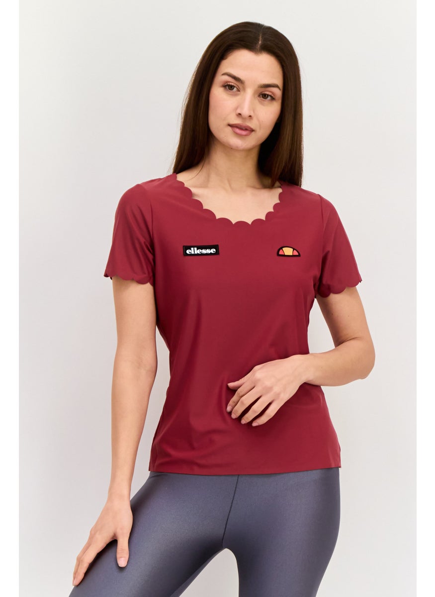 Ellesse Women Sportswear Fit Short Sleeve Outdoor Top, Burgundy  - Image 1