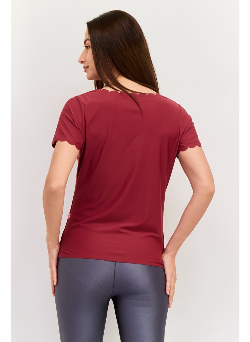 Ellesse Women Sportswear Fit Short Sleeve Outdoor Top, Burgundy  - Image 3