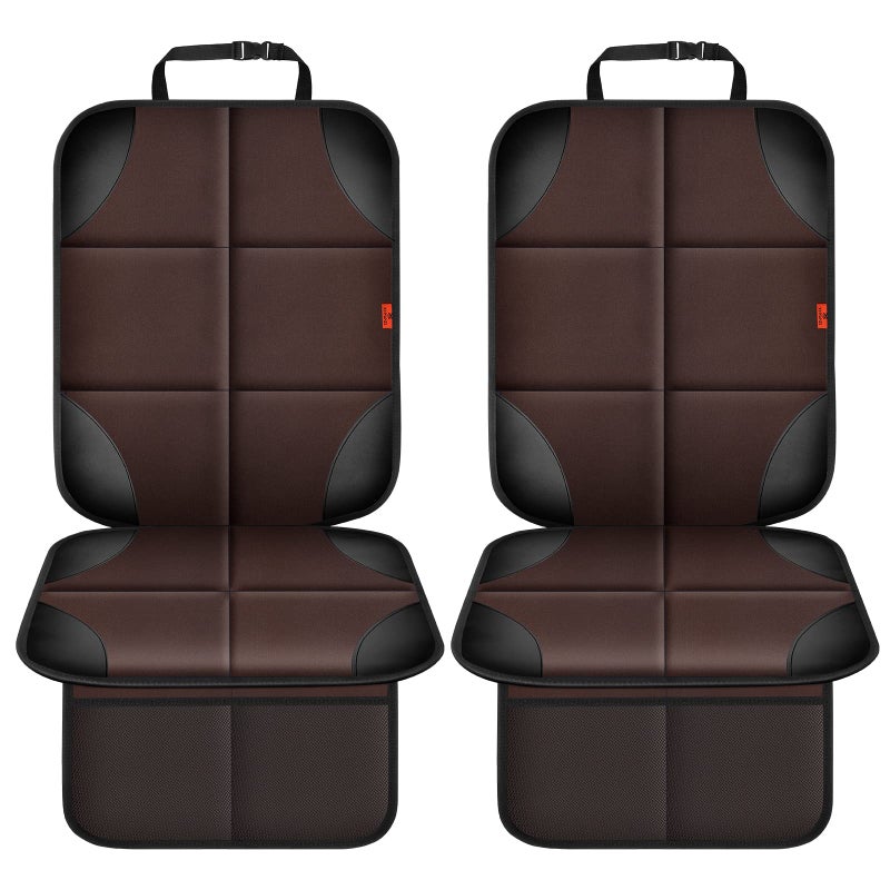 Xhyang Car Seat Protector 2 Pack Car Seat Cushion Mat Thickest Padding Waterproof 600D Fabric Car Seat Covers For Non-Slip Backing Mesh Pockets For Baby And Pet 2 Seat Protector Brown - Image 2