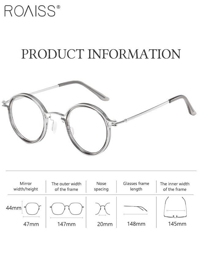 roaiss - Unisex Blue Light Blocking Glasses, Eye Strain UV Glare Blue Light Glasses, Men Steampunk Glasses Womens Retro Round Glasses Frames,Grey Silver - Image 1