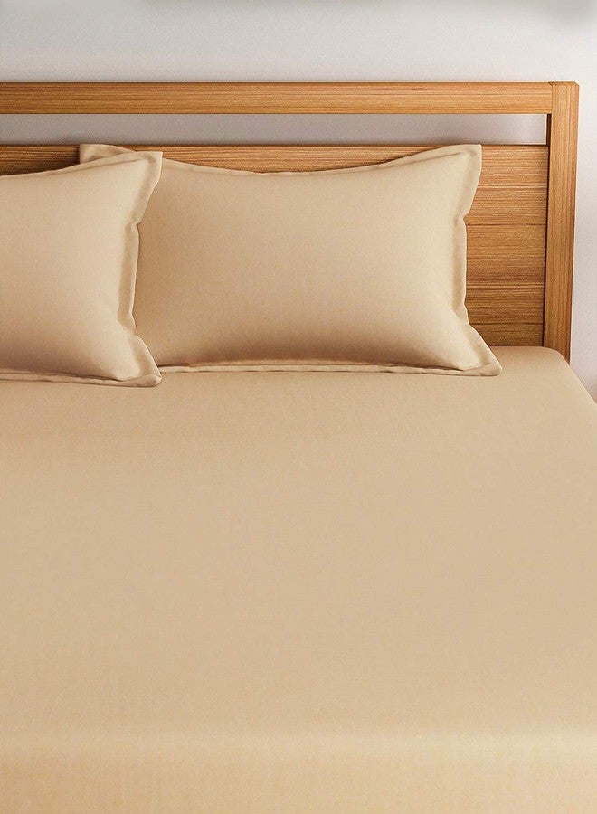 OPTRA - Basics Solid & Plain 300 Tc Microfiber 1 Bedsheet with 1 Pillow Cover, Size- (Single Bed, Beige) - Image 3