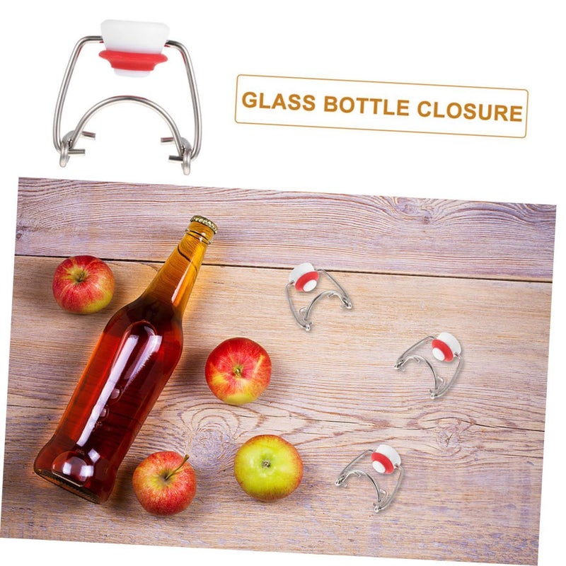 6 Pcs Red Stainless Steel Swing Top Bottle Caps with Gaskets for Home Brewing Beer Bottles - Image 4