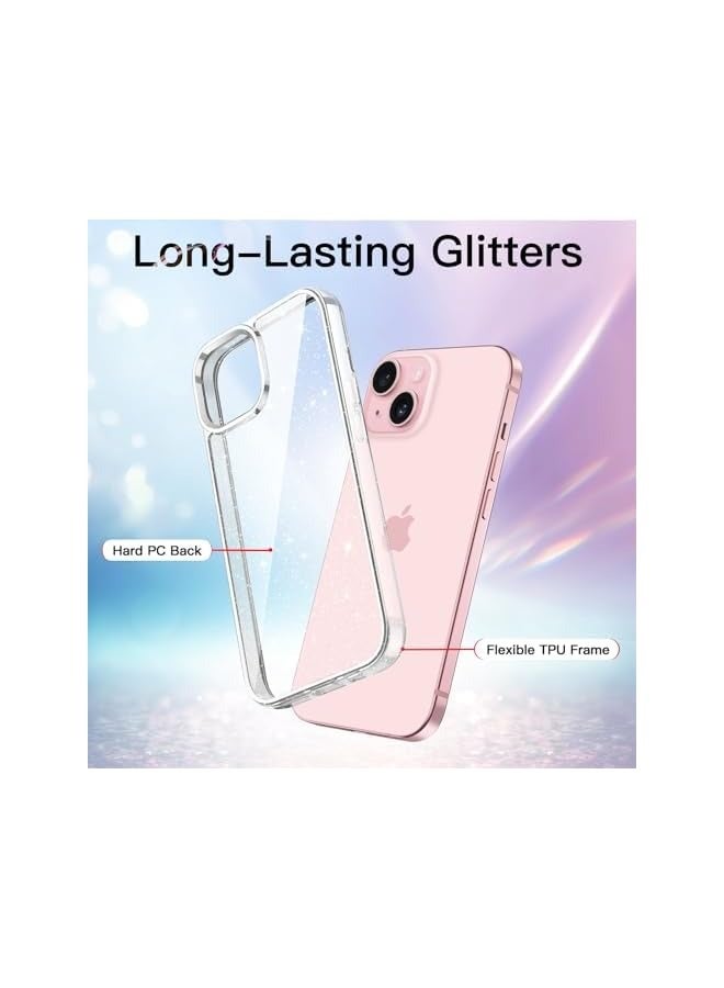 Jetech Glitter Case for iPhone 15 Plus 6.7-Inch, Bling Sparkle Shockproof Phone Bumper Cover, Cute Sparkly for Women and Girls (Clear) - Image 3