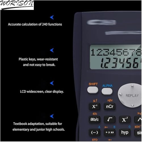 Worison RZ-82MS pro Scientific Calculators with 240 Multi-Functional Calculator 2 Lines LCD Display Ideal for Teachers College Students School Office Portable to Carry (Black) - Image 4