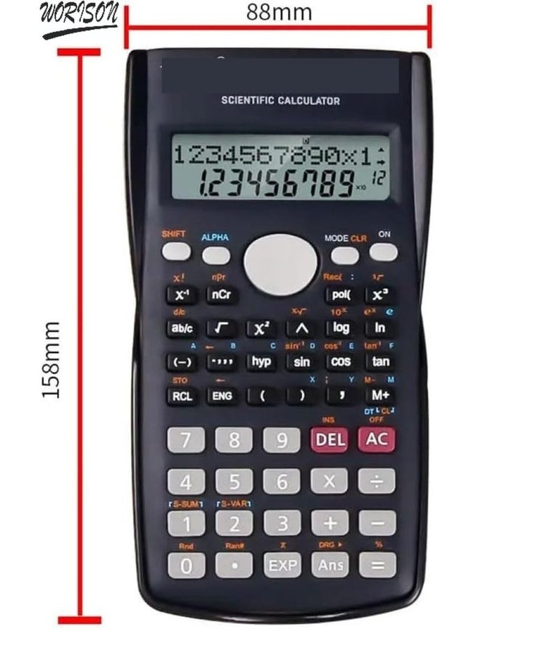 Worison RZ-82MS pro Scientific Calculators with 240 Multi-Functional Calculator 2 Lines LCD Display Ideal for Teachers College Students School Office Portable to Carry (Black) - Image 3