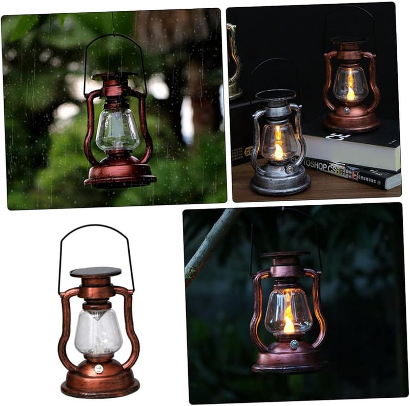 فينتاج الشمسية LED فانوس في الهواء الطلق حديقة فناء زخرفية لهب ضوء أصفر - Image 4