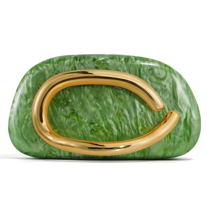 NEWROGENG Clutch Purses for Women Formal, Marble Acrylic Evening Bags with Chain, Trendy Metal Handle Purses and Handbags 2025, Marble Green - Image 1