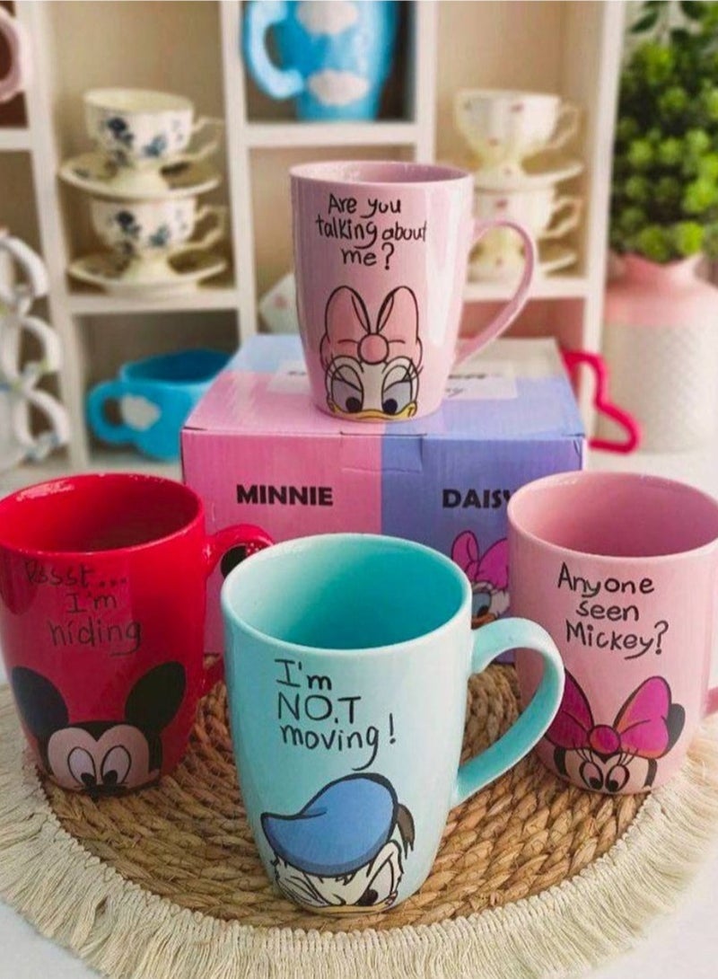 Disney-shaped mug set, 4 pieces, capacity 450 ml 