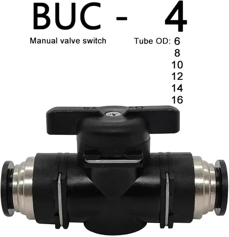 دليل الصمام الهوائي للوصل السريع بالدفع صمام التحويل اليدوي كرة تدفع الجزء BUC 4 مم 10 قطعة - Image 4