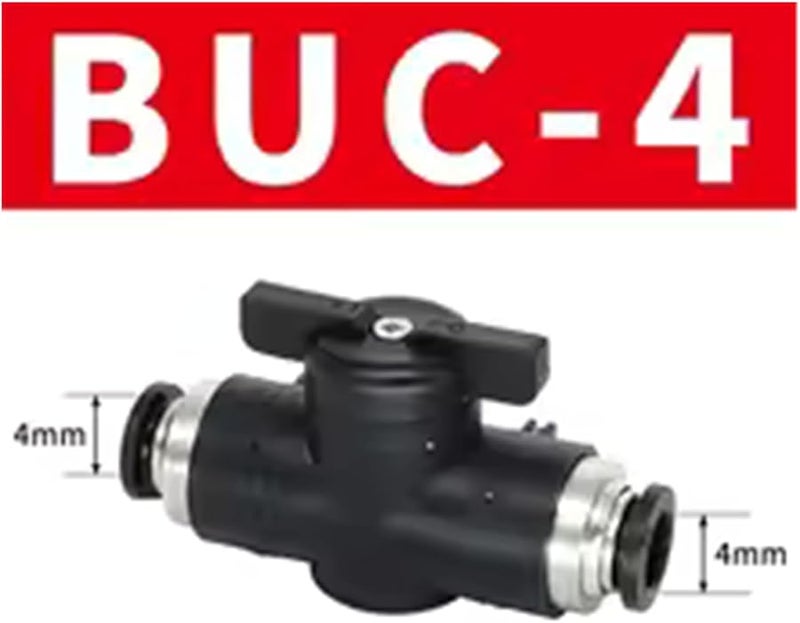 دليل الصمام الهوائي للوصل السريع بالدفع صمام التحويل اليدوي كرة تدفع الجزء BUC 4 مم 10 قطعة - Image 3