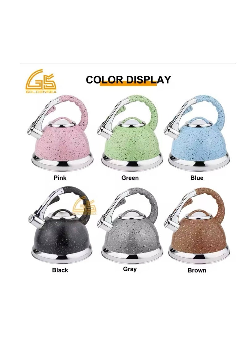 Generic - Granite Stainless Steel Whistle Kettle (Original) - Super Lux Premium Material with Colorful Silicone Handle and Boil Warning Whistle - 3 Liter Capacity M (Mint) - Image 1