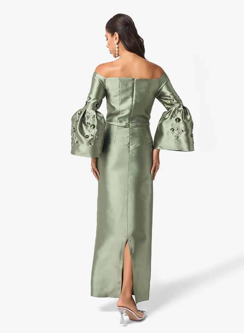 ثريدز باي اجوني Bell Sleeve Off Shoulder Maxi Dress