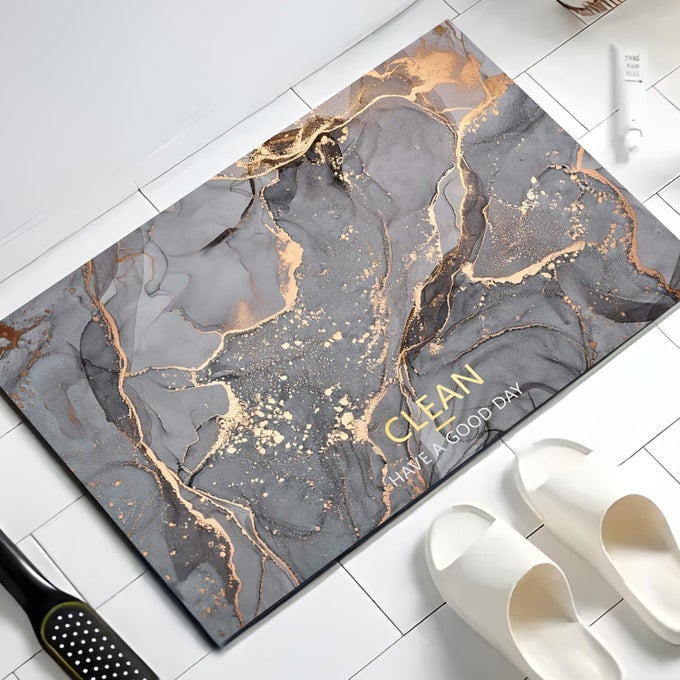 POLYESTER RUBBER BATHROOM MAT 40 60CM BATH MAT ANTI SKID MAT FOR BATHROOM FLOOR BATHROOM ACCESSORIES BATHROOM MATS WATER SOAK NON SLIP MAT FOR BATHROOM FLOOR MAT GREY