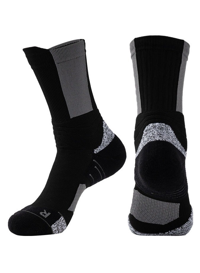 Generic 4 pairs of sports soccer mid-length high top towel bottom outdoor running socks Sports basketball socks - Image 3