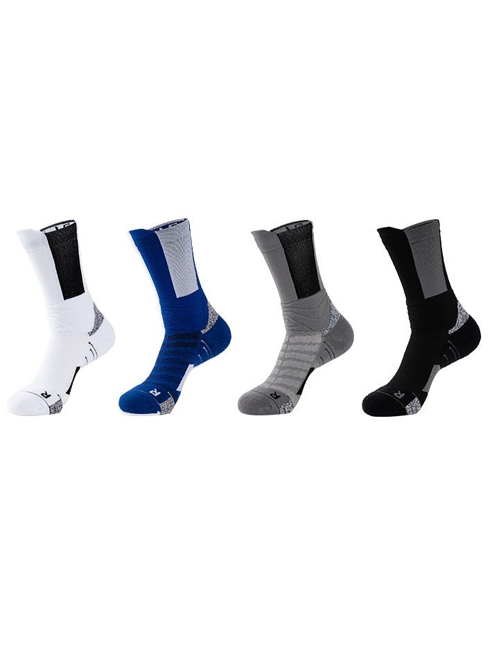 Generic 4 pairs of sports soccer mid-length high top towel bottom outdoor running socks Sports basketball socks - Image 2