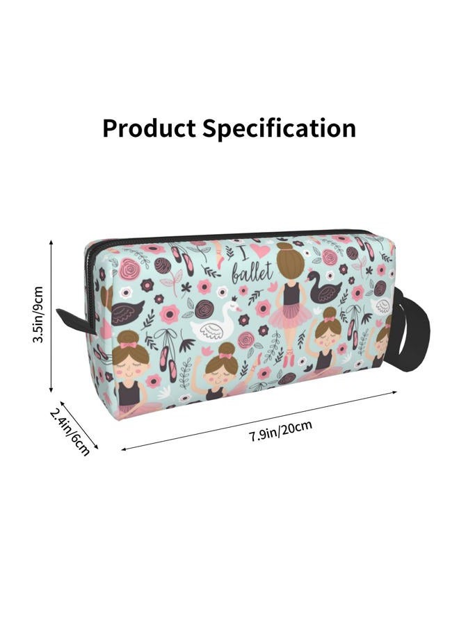 YISHOW Adorable Ballet Girl Makeup Bag Adorable Travel Cosmetic Pouch Toiletry Organizer Case Gift for Women - Image 3