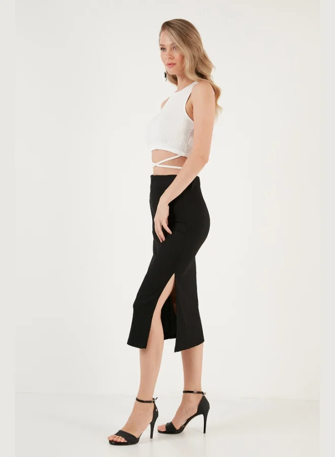 Lela Lela High Waist Slit Slim Cut Midi Skirt Women's SKIRT 5865600