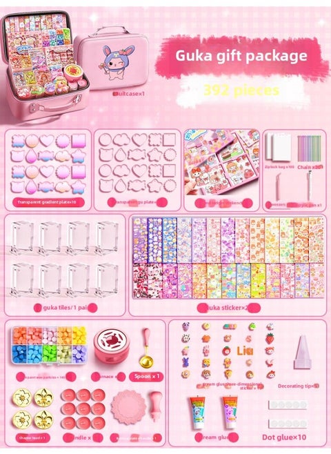 Cream Gel Goo Card Diy Children's Handmade Creative Toys Cute Hand Account Stickers Play Full Set Of Spot-Specifications:[Pink Rabbit] Goka Fire Paint Entry Selection 392 Pieces