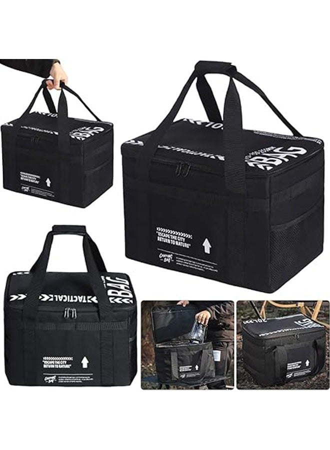 عام حقيبة كشكول، سعة كبيرة، ٢٠ لتر، صندوق تخزين للتخييم، صندوق تخزين لأدوات الطهي، حاوية للأدوات، حقيبة تخزين للعناصر الصغيرة، حاوية تخزين للأدوات في الشواء والنزهات والصيد - Image 2